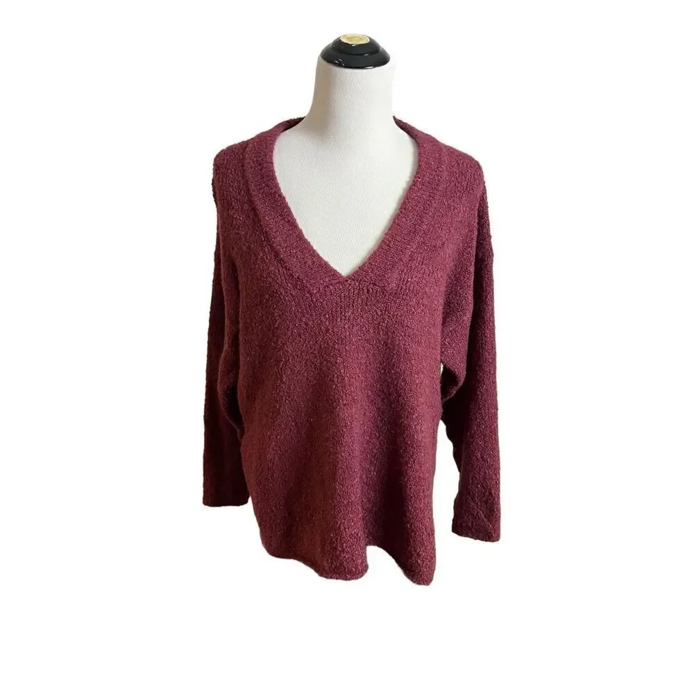 Urban Outfitters Women Sweater Oversized Pullover Knit burgundy size M